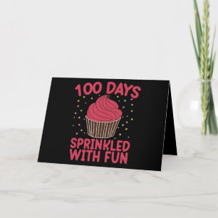 100 Tage mit Spaß gesprenkelt Cupcake Schulmädchen Karte