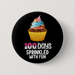 100 Tage mit Spaß gesprenkelter Cupcake-Schullehre Button