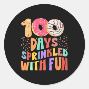 100 Tage mit Spaß geteilt Donut lustig 100. Tag Runder Aufkleber