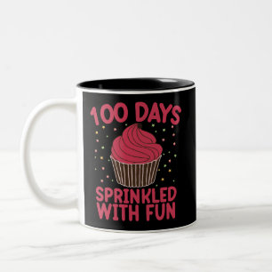 100 Tage mit Streuseln und Spaß Cupcake Schulmädch Zweifarbige Tasse