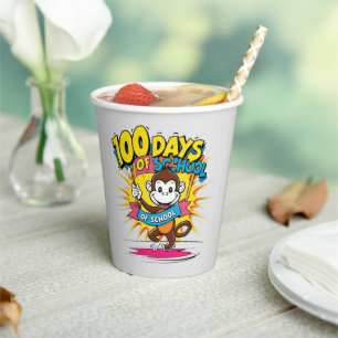 100 Tage Monkey Party Feier der Schule Pappbecher