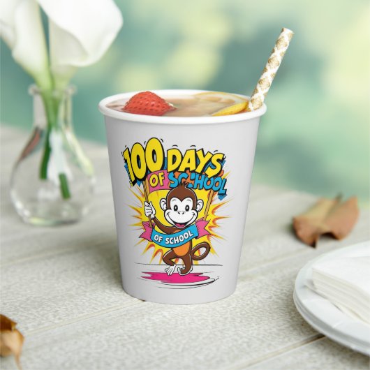 100 Tage Monkey Party Feier der Schule Pappbecher (In Situ)