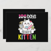 100 Tage müssen Sie die Schulkatzenkatze sein Einladung (Vorne/Hinten)