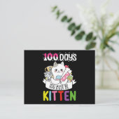 100 Tage müssen Sie die Schulkatzenkatze sein Postkarte (Stehend Vorderseite)