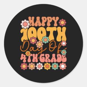 100 Tage Niedlicher Groovy Lehrer Kinder Gir Runder Aufkleber