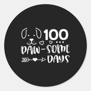 100 Tage Pawsomness Welpe Niedlich Hund Happy 100 Runder Aufkleber