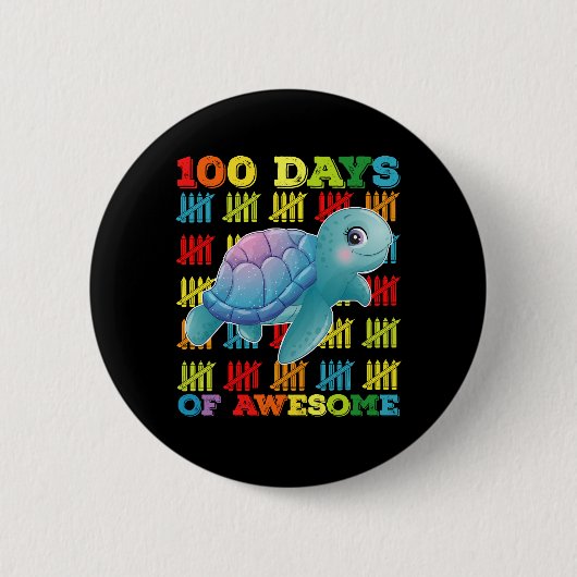 100 Tage Phantastische Schildkröte 100. Schultag Button (Vorderseite)