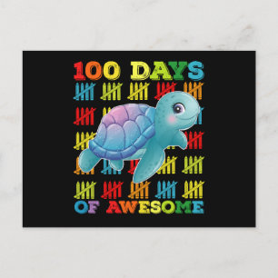 100 Tage Phantastische Schildkröte 100. Schultag Postkarte