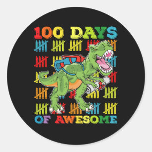 100 Tage Phantastische T Rex Dinosaurier 100. Schu Runder Aufkleber