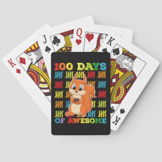 100 Tage Phantastisches Eichhörnchen 100. Schultag Spielkarten (Rückseite)