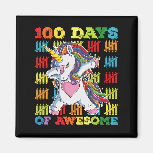 100 Tage Phantastisches Einhorn 100. Schultag Magnet (Vorne)