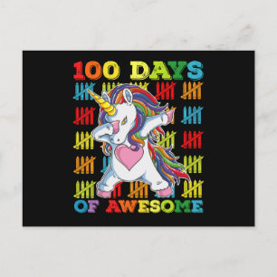 100 Tage Phantastisches Einhorn 100. Schultag Postkarte