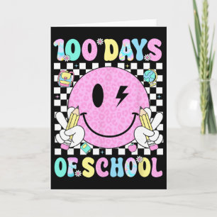 100 Tage Retro-Lächeln Gesicht Lehrer Kinder 1 Karte