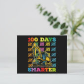 100 Tage schlauer Bagger 100. Schultag Postkarte (Stehend Vorderseite)