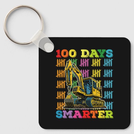 100 Tage schlauer Bagger 100. Schultag Schlüsselanhänger (Vorderseite)