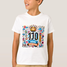100 Tage schlauer, farbenfroher, schulischer Meile T-Shirt