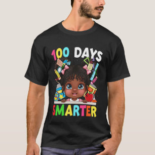 100 Tage schlauer Messy Bun Afro Mädchen 100. Schu T-Shirt