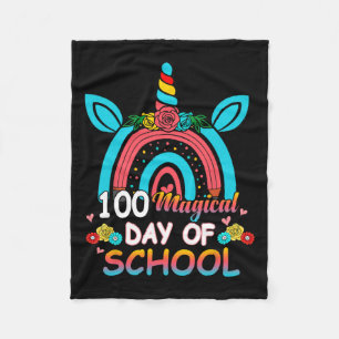 100 Tage Schlauer Regenbogen Einhorn 100. Scho-Tag Fleecedecke
