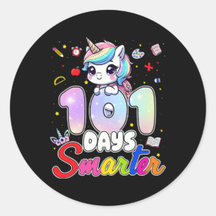 100 Tage Schlauer Regenbogen Einhorn 100. Scho-Tag Runder Aufkleber