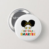 100 Tage schlauer Schwarzes Mädchen Unordentlicher Button (Vorne & Hinten)