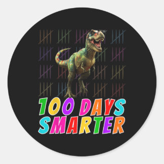 100 Tage schlauer T-rex Lover Boys 100 Tage Scho Runder Aufkleber