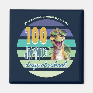 100 Tage Schul-Dinosaurier-Monogramm Magnet