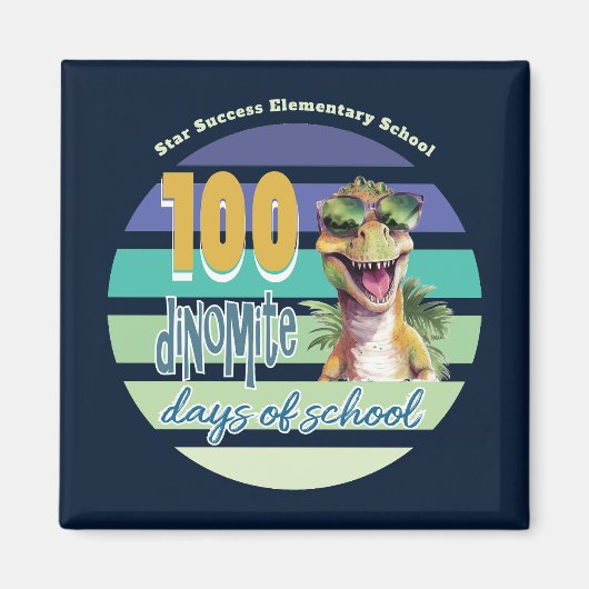100 Tage Schul-Dinosaurier-Monogramm Magnet (Vorne)