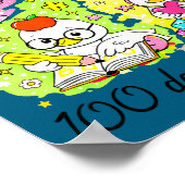 100-Tage-Schul-Lehrer-Student-Illustration Poster (Ecke)
