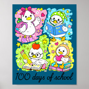 100-Tage-Schul-Lehrer-Student-Illustration Poster