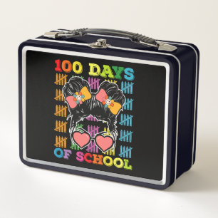 100-Tage-Schul-Messy-Bun-Lehrer Metall Brotdose