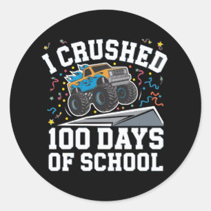 100 Tage Schul Monstertruck 100. Tag der Schule Runder Aufkleber