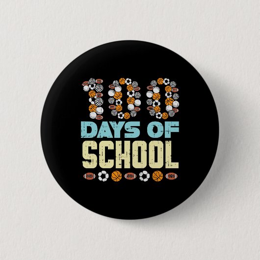 100 Tage Schulbaketball Fußball Sport Button (Vorderseite)