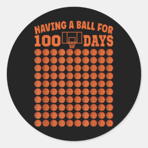 100 Tage Schulbasketball 100 Tage für Jungen Runder Aufkleber