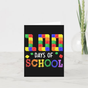 100 Tage Schulblock Brick Build Students Teacher Karte