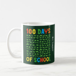 100 Tage Schule 100 Grüne Dinosaurier Lehrer Kaffeetasse