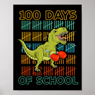 100 Tage Schule 2025 Dinosaurier Boxen Mma Martia Poster