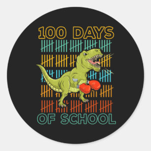 100 Tage Schule 2025 Dinosaurier Boxen Mma Martia Runder Aufkleber