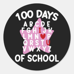 100 Tage Schule Alphabet 100. Tag Lehrer  Runder Aufkleber