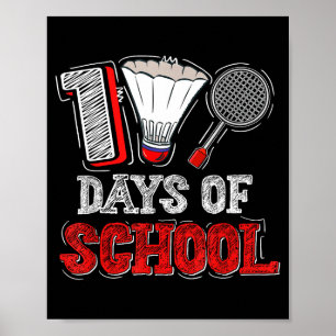 100 Tage Schule Badminton Liebhaber Kinder Jungen Poster