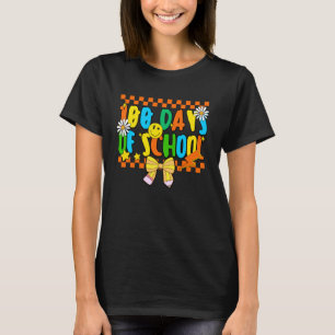 100 Tage Schule Bleistift Kokette Schleife Groovy T-Shirt