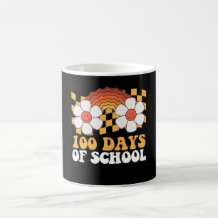 100 Tage Schule Blumen Regenbogen Groovy Retro Kaffeetasse