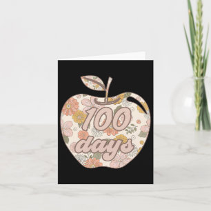 100 Tage Schule Boho Apfel Blume Lehrer Kinder Karte
