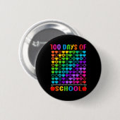 100 Tage Schule Bunte Herzen Lehrer Schüler Button (Vorne & Hinten)