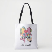 100 Tage Schule 🎀 Coquette Bow Custom Teacher Tasche (Vorderseite)
