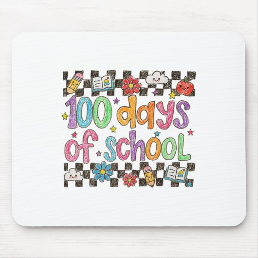 100 Tage Schule Crayon Handschriftstil Lehrer Mousepad (Vorne)