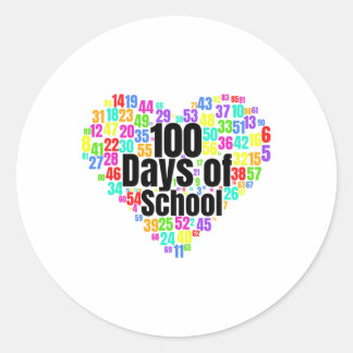 100 Tage Schule - Design aus Zahlen im Herzen Runder Aufkleber