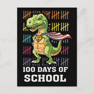 100 Tage Schule Dinosaurier 2025: Abenteuer für Ki Postkarte
