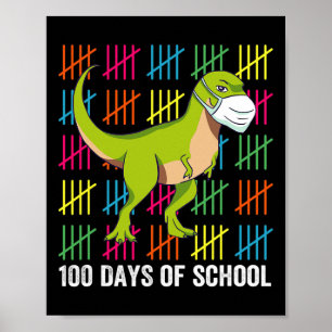 100 Tage Schule Dinosaurier Maske Spaß Lehrer Jung Poster