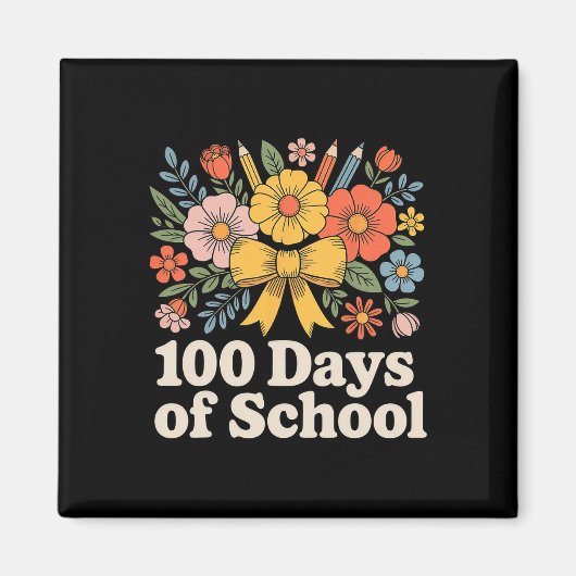 100 Tage Schule Floral Klassenzimmer Magnet (Vorne)