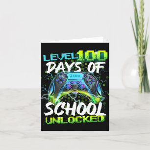 100 Tage Schule freigeschalteter Gamer Junge Mädch Karte